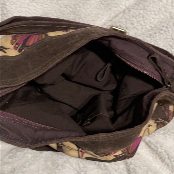 Butterfly Lucky Brand Suede and Canvas Purse/Tote - Picture 4 of 6